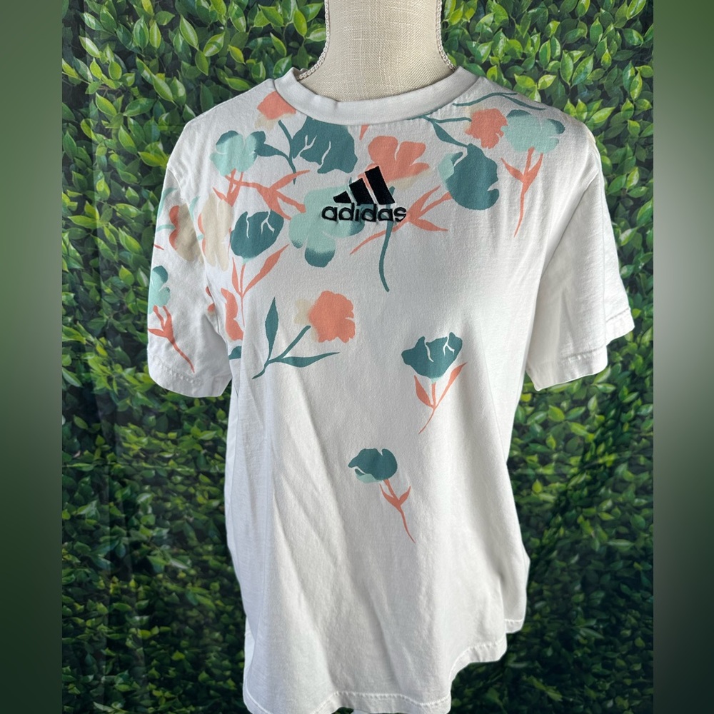 Adidas Women Floral Tshirt Active Large